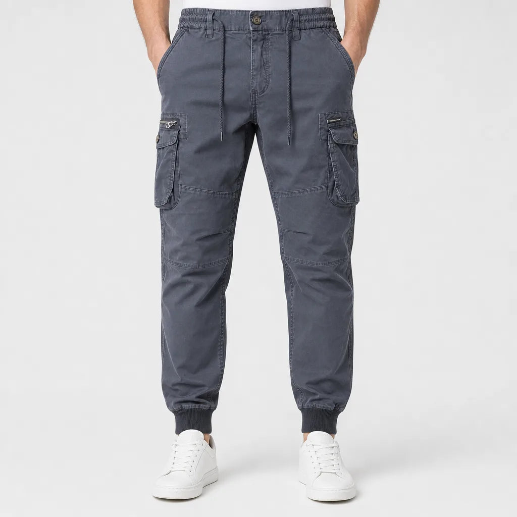 Men’s Cotton Cargo Joggers with Tapered Leg