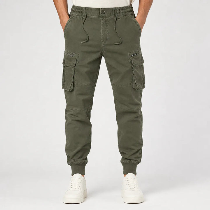 Men’s Cotton Cargo Joggers with Tapered Leg
