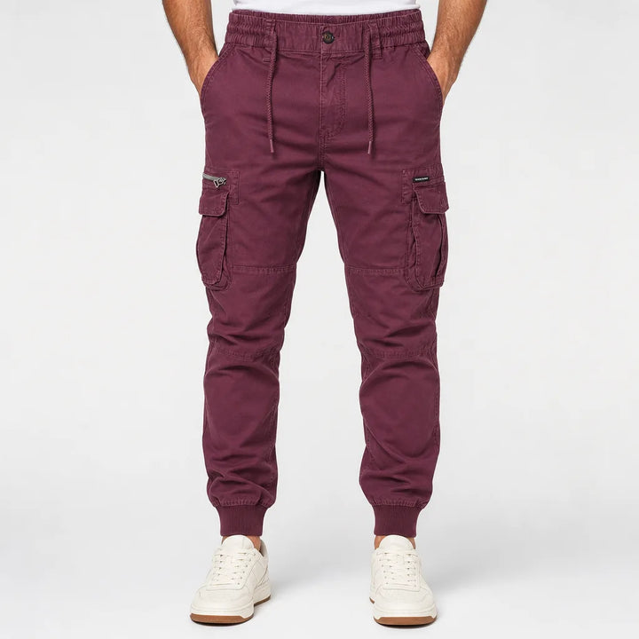 Men’s Cotton Cargo Joggers with Tapered Leg