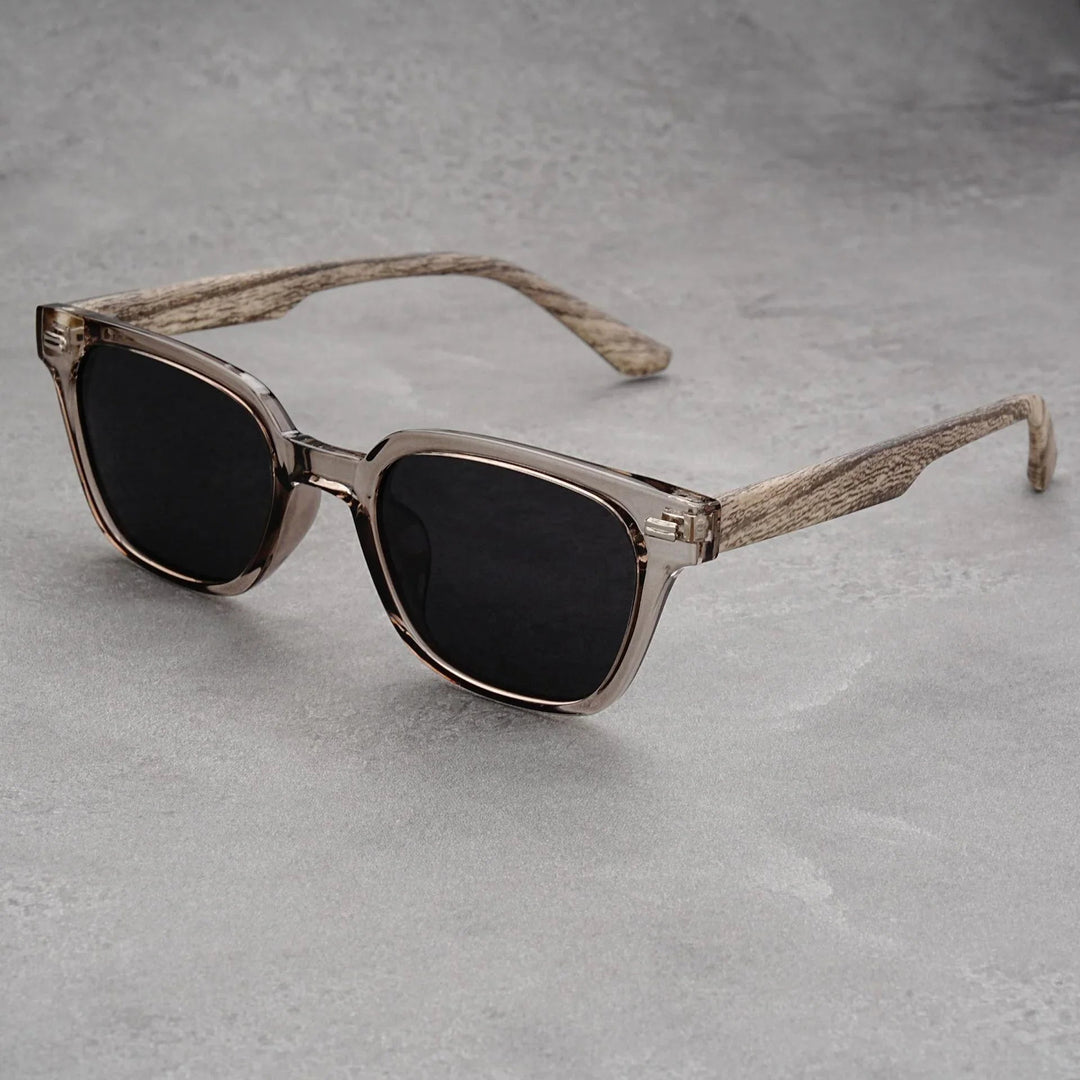 Men's UV400 Square Sunglasses – Wood Grain Arms