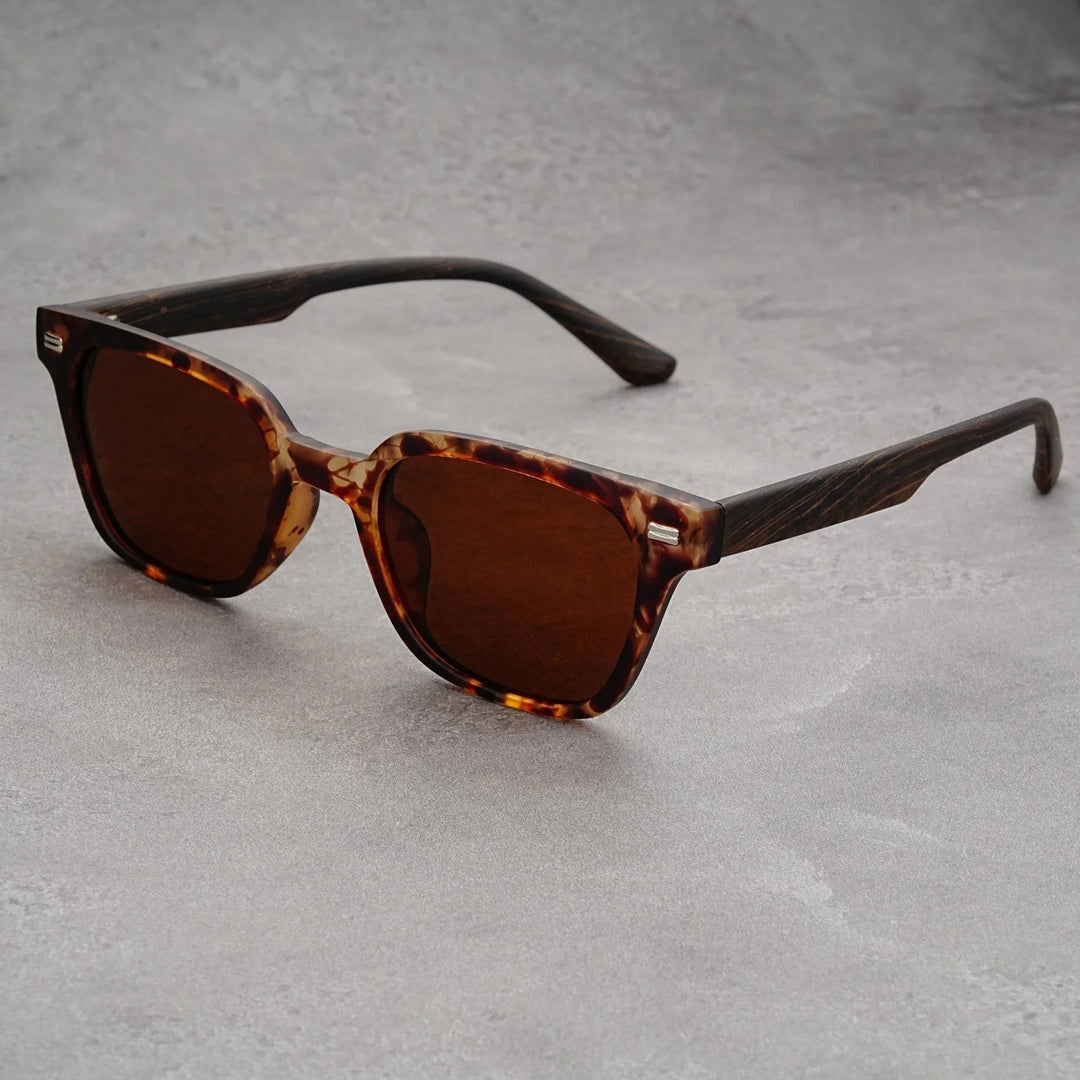 Men's UV400 Square Sunglasses – Wood Grain Arms