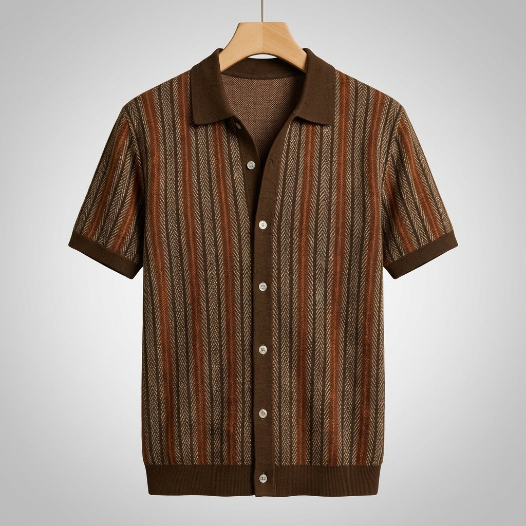 Men's Knit Button-Down Shirt – Breathable Cotton Blend