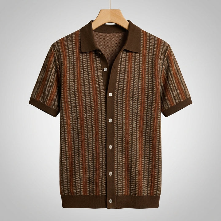 Men's Knit Button-Down Shirt – Breathable Cotton Blend