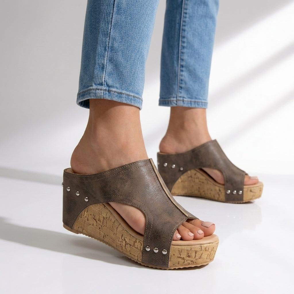 Women's Cork Wedge Sandals Comfortable Platform Shoes