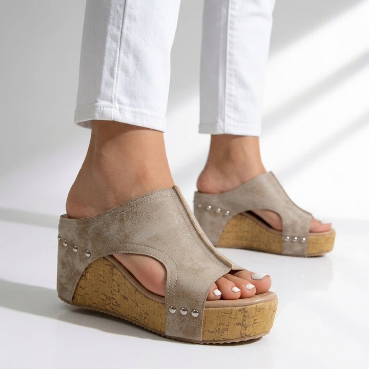 Women's Cork Wedge Sandals Comfortable Platform Shoes