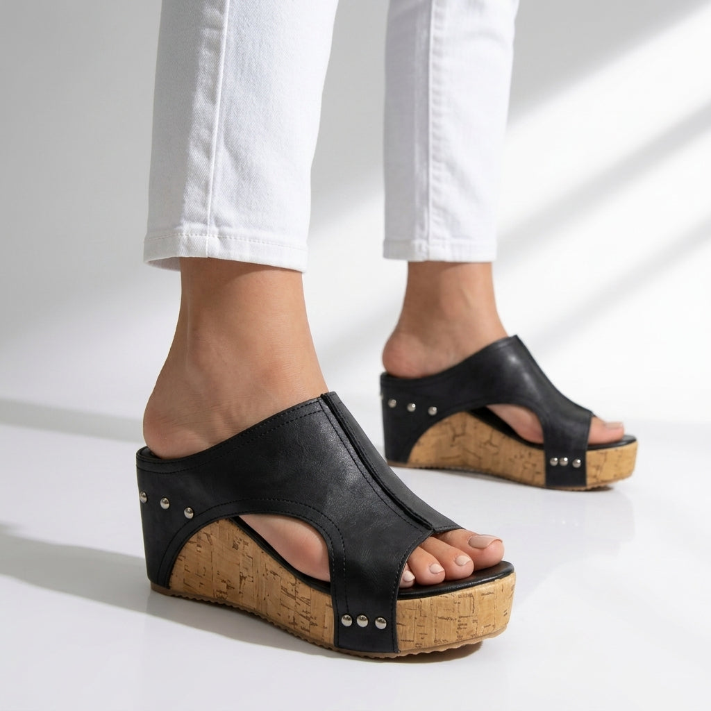 Women's Cork Wedge Sandals Comfortable Platform Shoes
