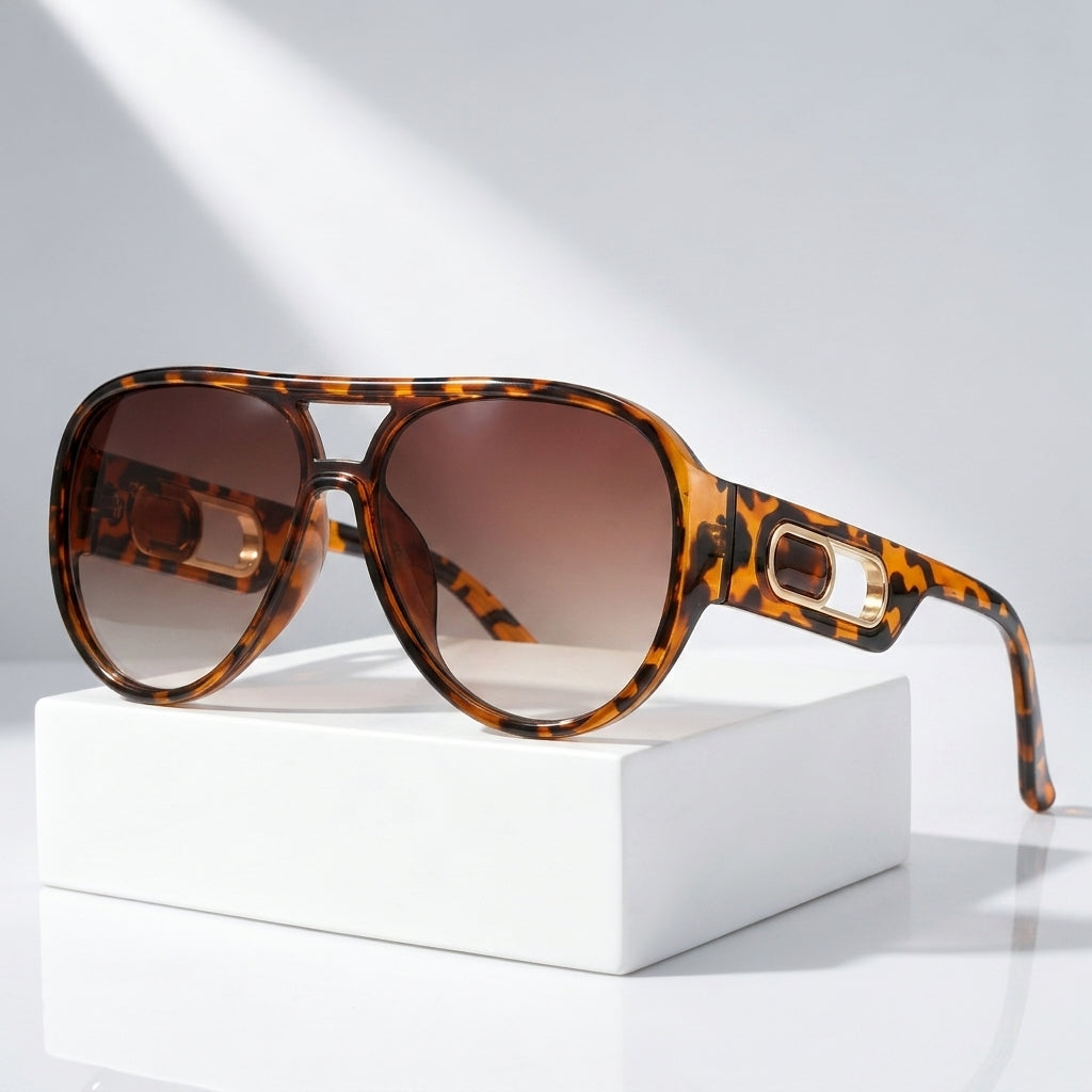 Women`s Oversized Aviator Sunglasses with UV400 Protection