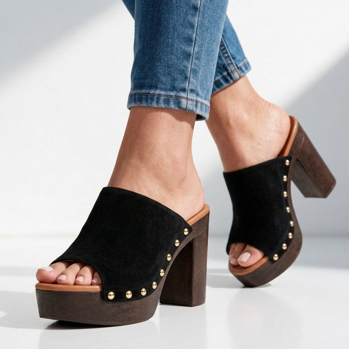 Women's Studded Platform Sandals Buckle Strap Shoes