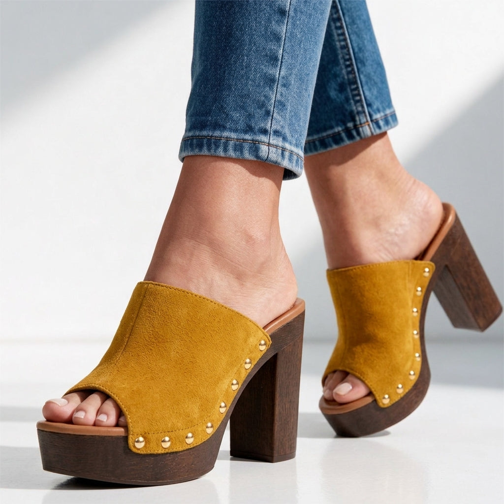 Women's Studded Platform Sandals Buckle Strap Shoes