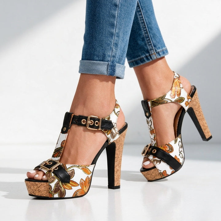 Women's Floral Platform Sandals with Cushioned Insole