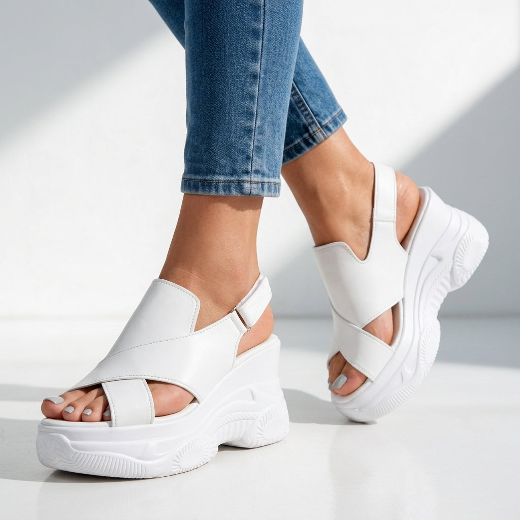 Women's Tessa Crossover Platform Sandals – Cushioned Wedge