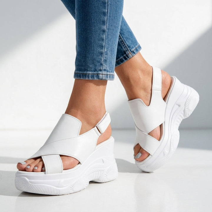 Women's Tessa Crossover Platform Sandals – Cushioned Wedge