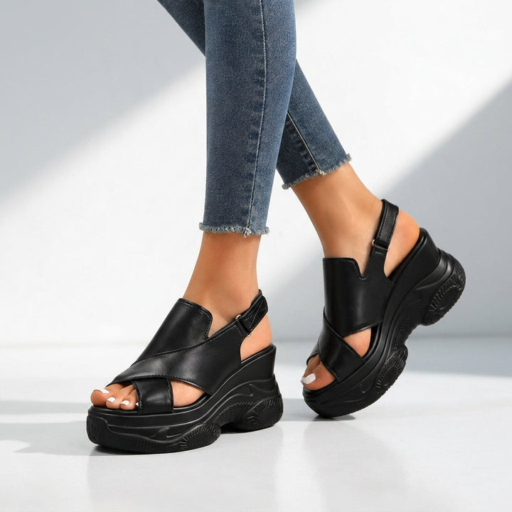 Women's Tessa Crossover Platform Sandals – Cushioned Wedge