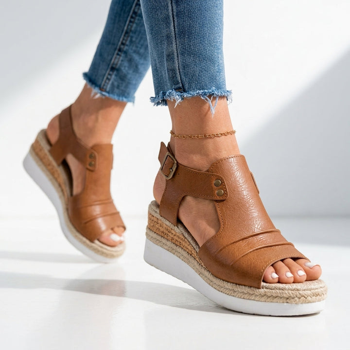 Women's Cushioned Wedge Sandals with Ankle Strap