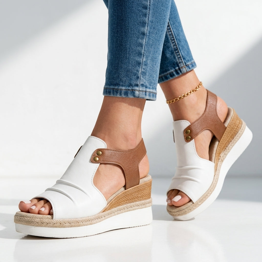 Women's Cushioned Wedge Sandals with Ankle Strap