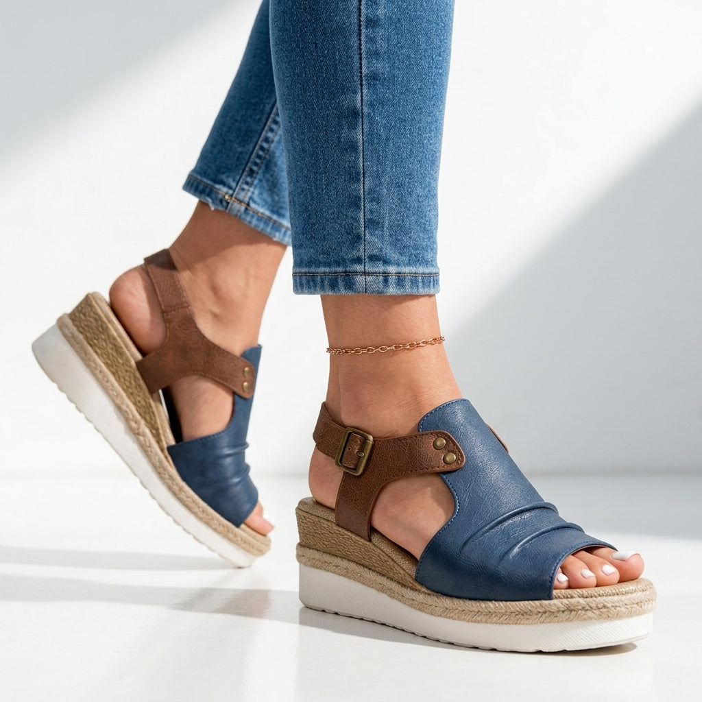 Women's Cushioned Wedge Sandals with Ankle Strap