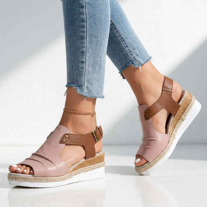 Women's Cushioned Wedge Sandals with Ankle Strap
