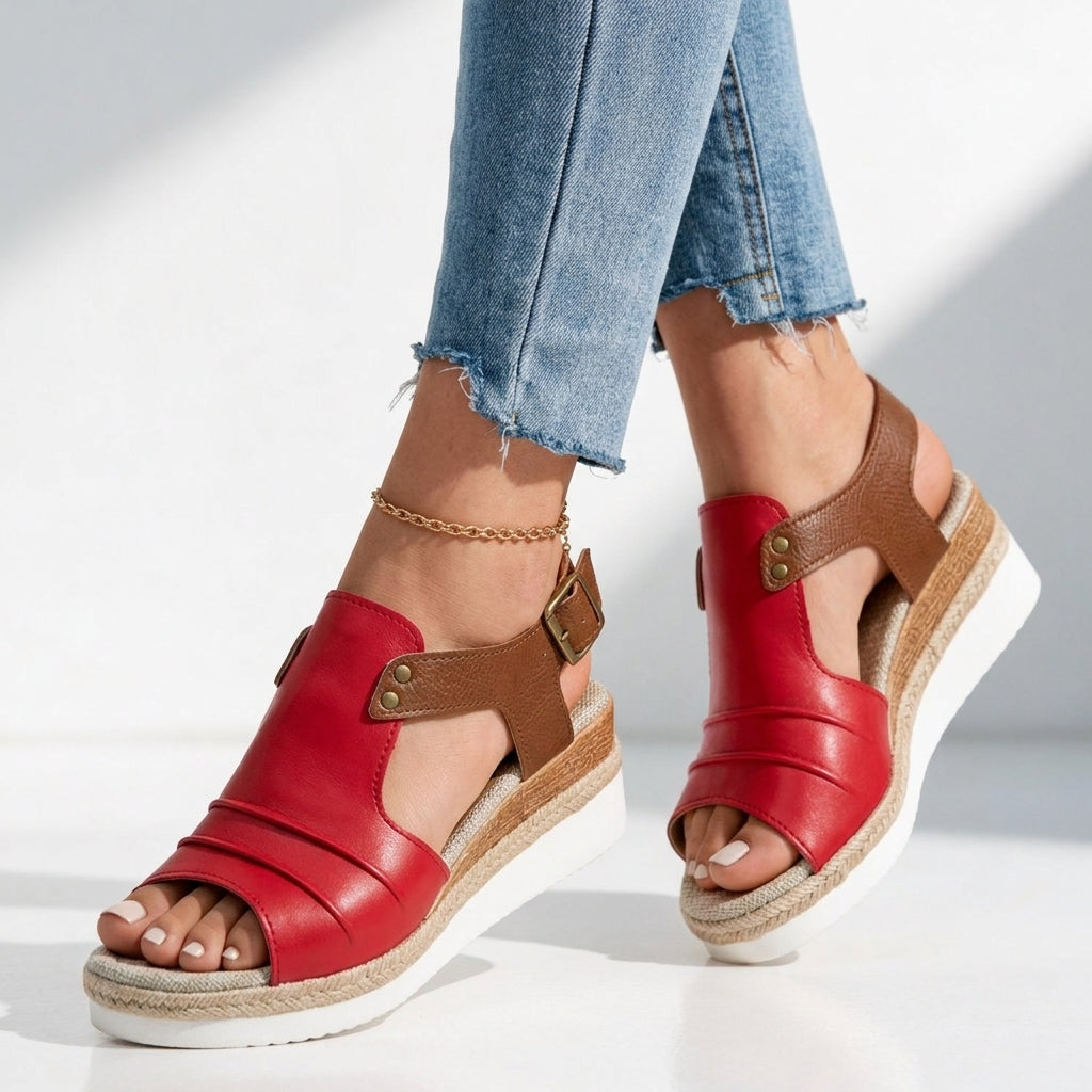 Women's Cushioned Wedge Sandals with Ankle Strap