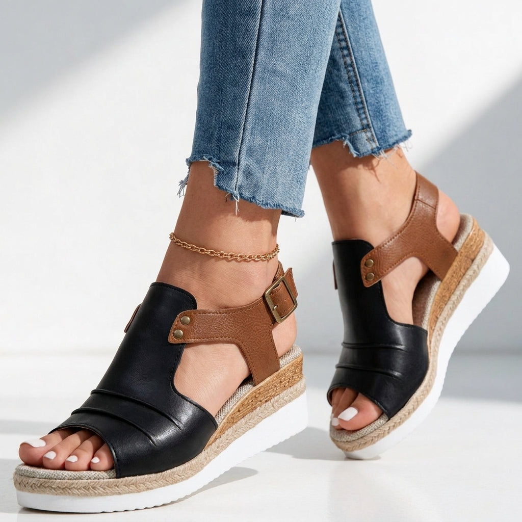Women's Cushioned Wedge Sandals with Ankle Strap