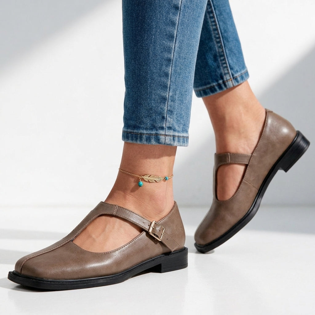 Women's T-Bar Mary Jane Flats Comfortable Slip-On Shoes