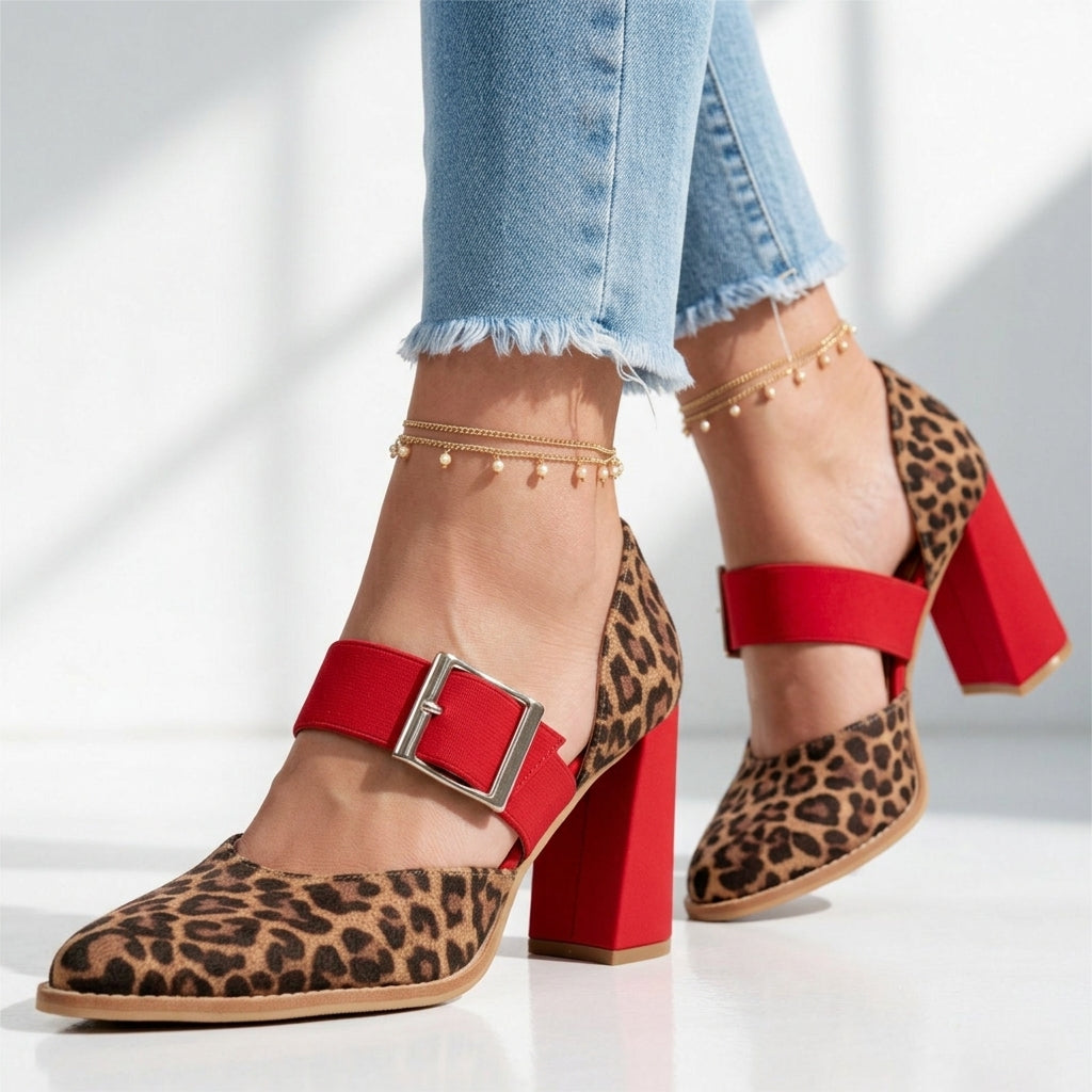 Women's Leopard Mary Jane Heels