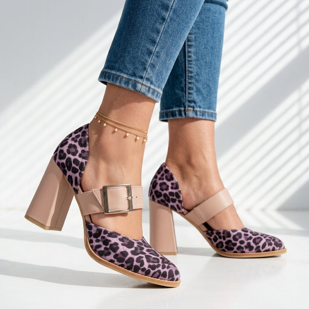 Women's Leopard Mary Jane Heels