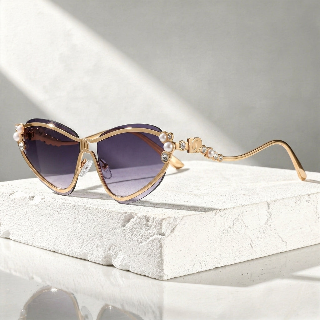 Women's Cat Eye Sunglasses with Crystal Trim