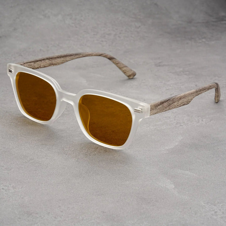Men's UV400 Square Sunglasses – Wood Grain Arms
