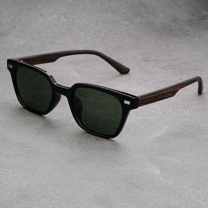 Men's UV400 Square Sunglasses – Wood Grain Arms