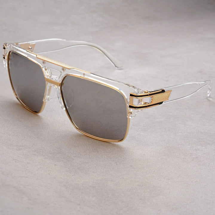 Men's UV380 Flat Top Sunglasses – Gold Detail