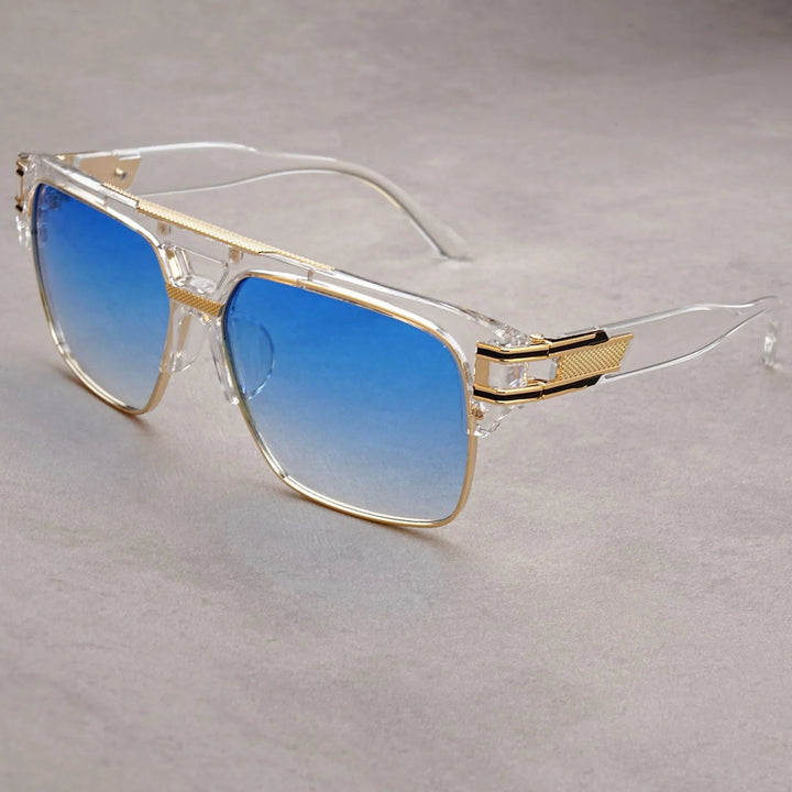 Men's UV380 Flat Top Sunglasses – Gold Detail