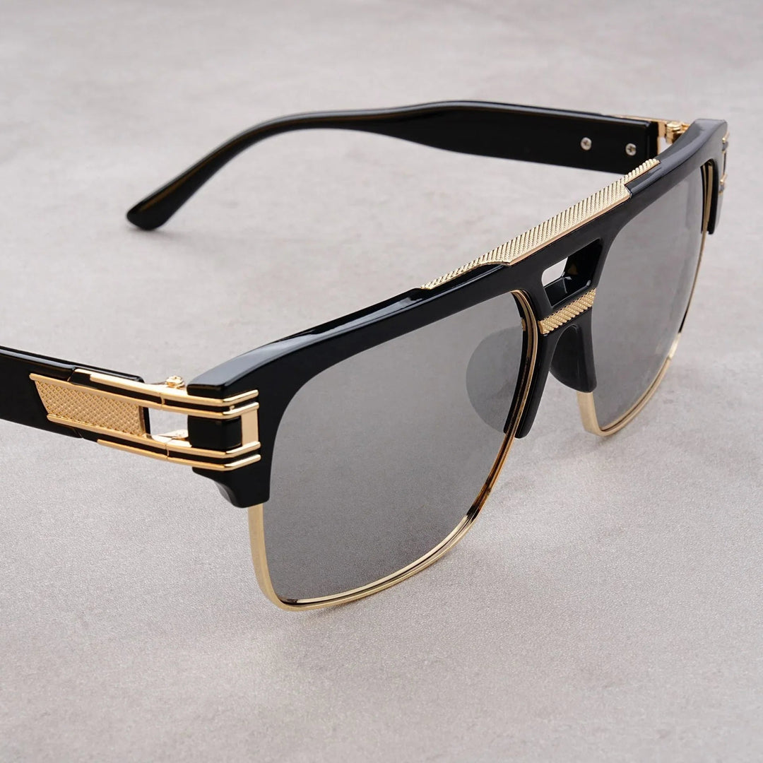 Men's UV380 Flat Top Sunglasses – Gold Detail