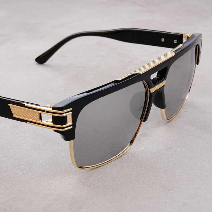 Men's UV380 Flat Top Sunglasses – Gold Detail