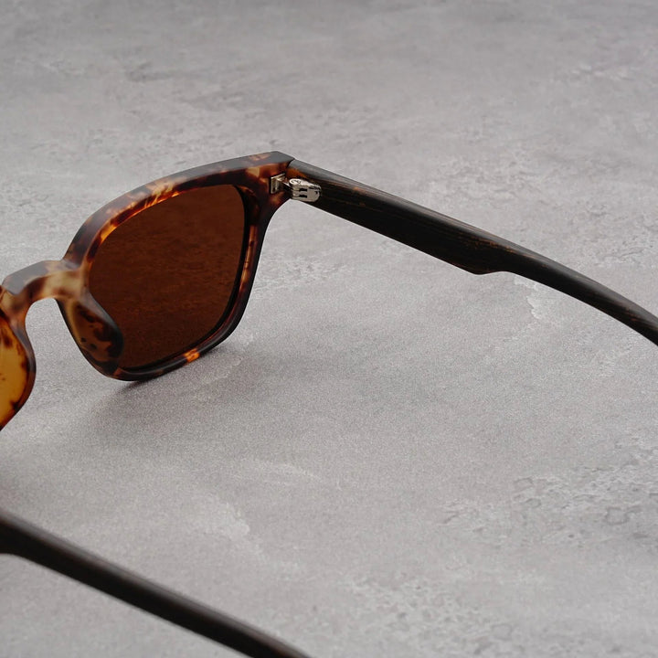 Men's UV400 Square Sunglasses – Wood Grain Arms