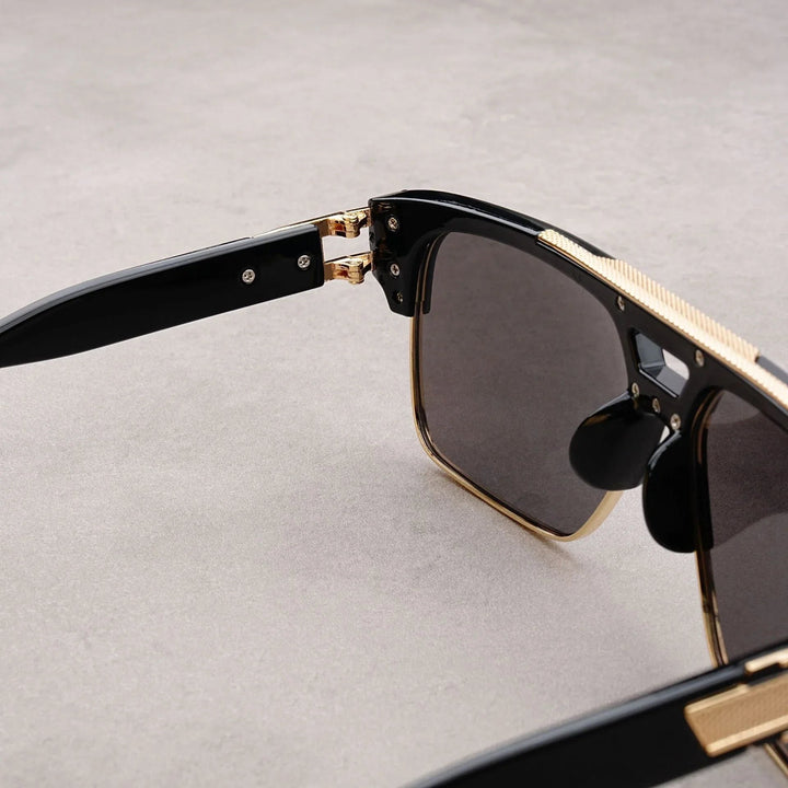 Men's UV380 Flat Top Sunglasses – Gold Detail