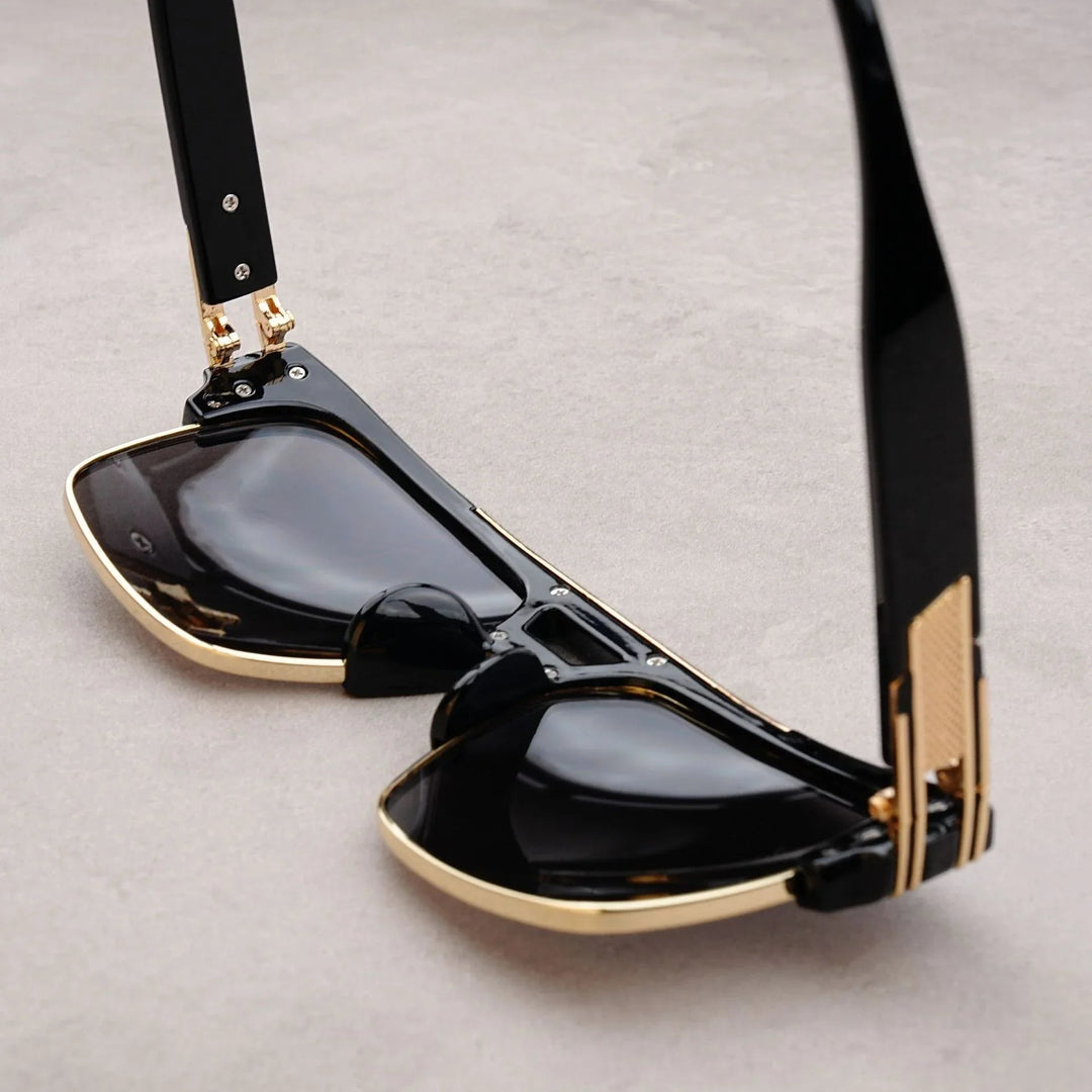 Men's UV380 Flat Top Sunglasses – Gold Detail