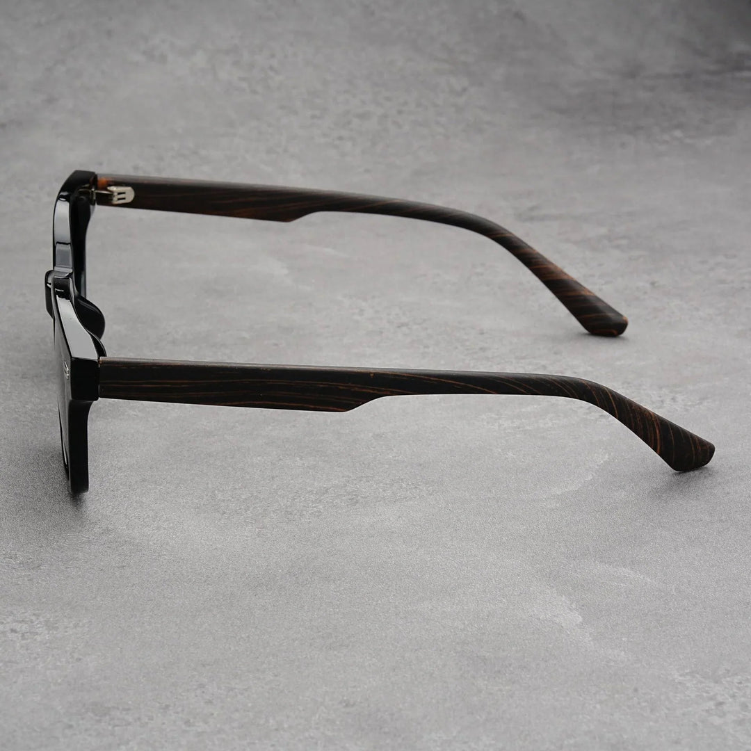 Men's UV400 Square Sunglasses – Wood Grain Arms