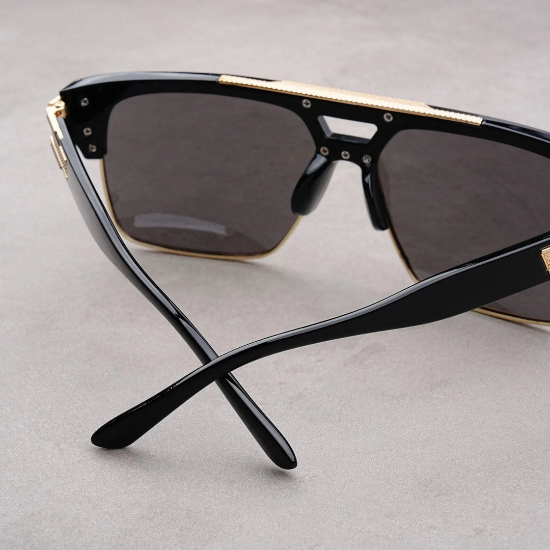 Men's UV380 Flat Top Sunglasses – Gold Detail