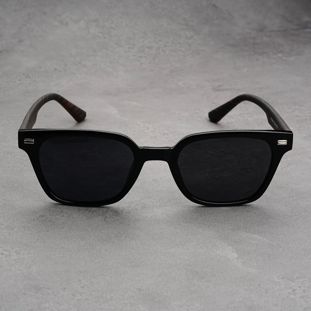 Men's UV400 Square Sunglasses – Wood Grain Arms