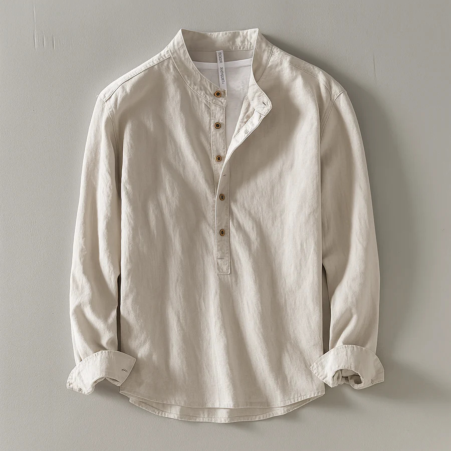 Shoreline Linen Henley Premium Casual Shirt
