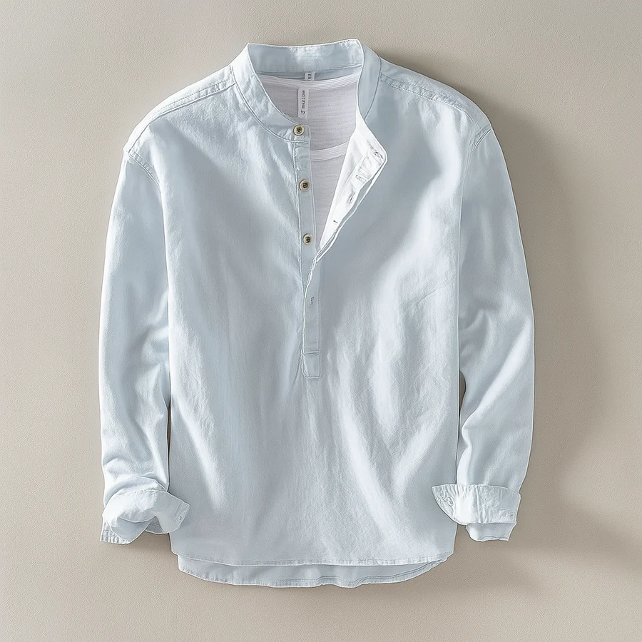 Shoreline Linen Henley Premium Casual Shirt