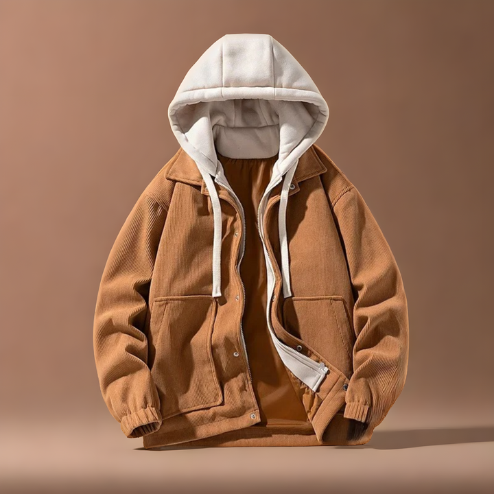 Men's Insulated Corduroy Jacket with Hood