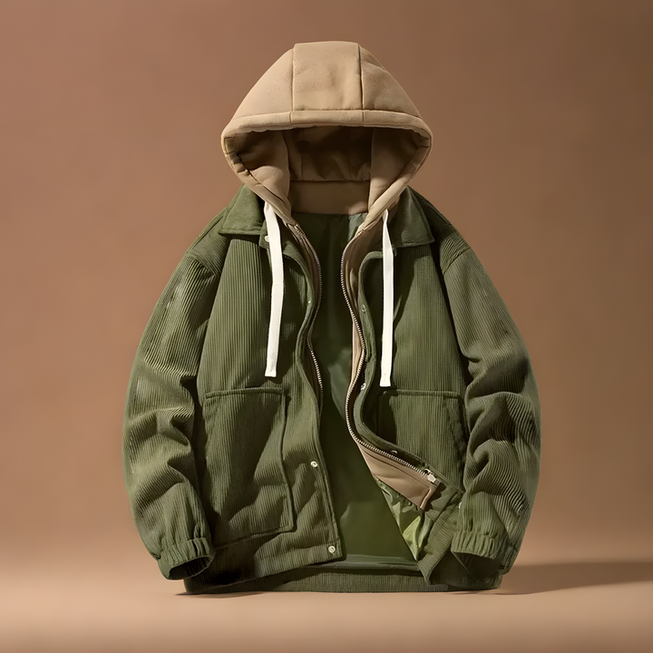 Men's Insulated Corduroy Jacket with Hood