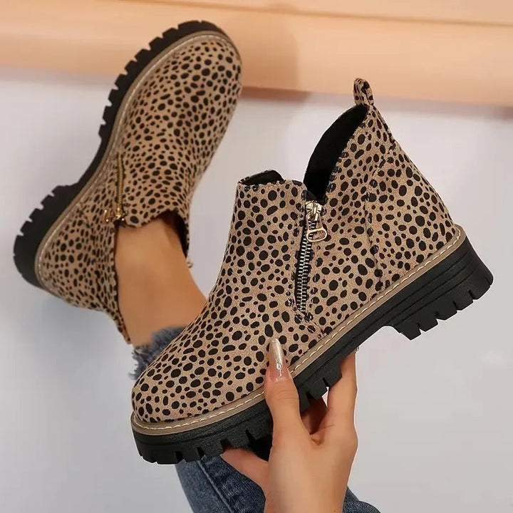Women's Zipper Ankle Boots - Stylish Low Block Heel Booties