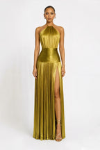Ines Metallic Halter Gown Elite
