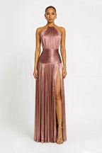 Ines Metallic Halter Gown Elite