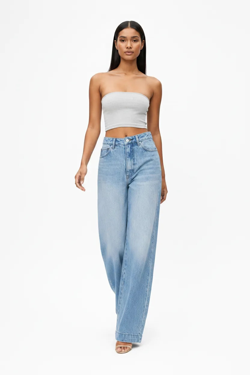 Ines Wide Leg Jeans Acid Wash Elite