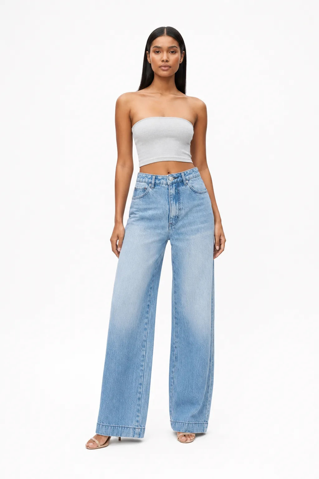 Ines Wide Leg Jeans Acid Wash Elite