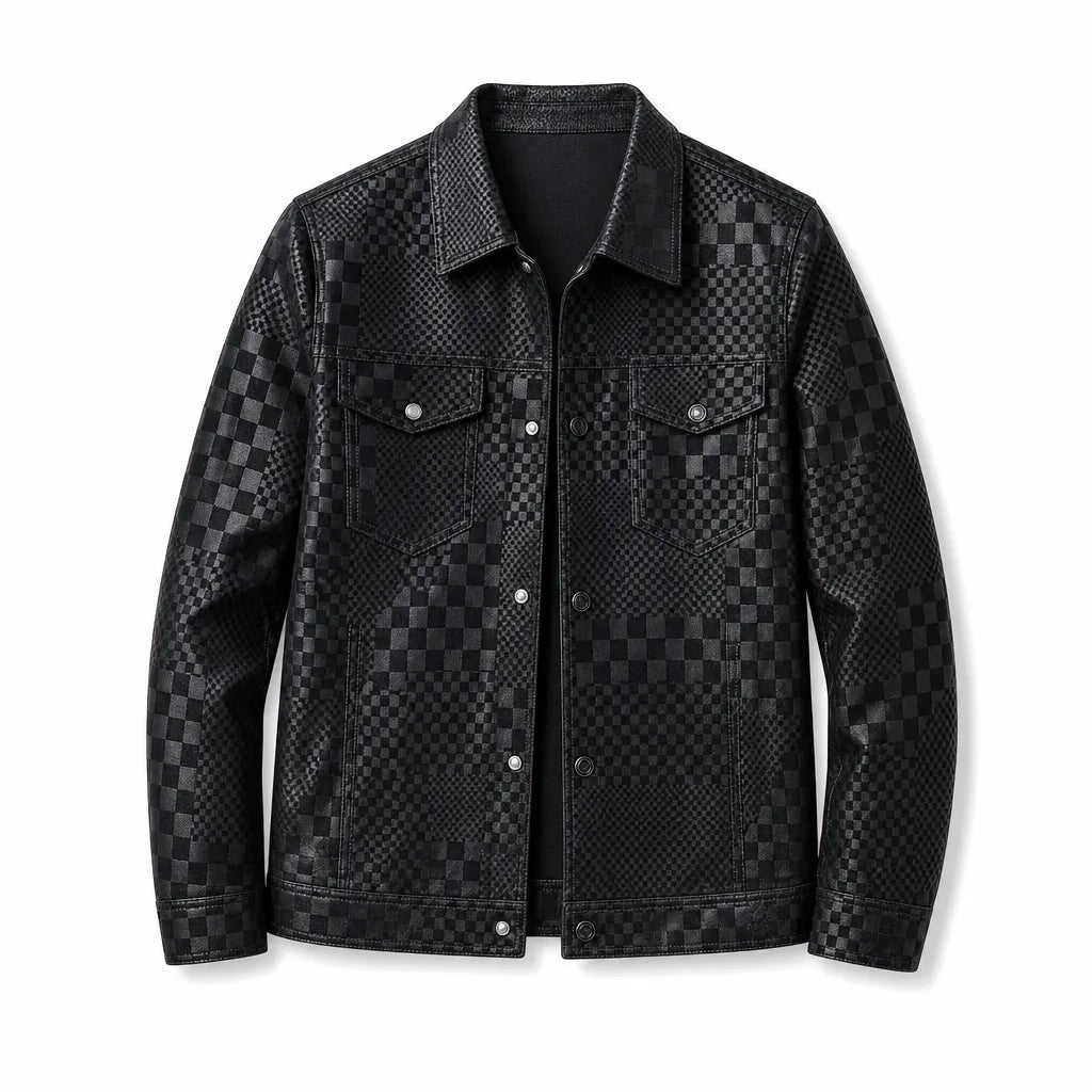 Men's Plaid Spread Collar Button Front Jacket