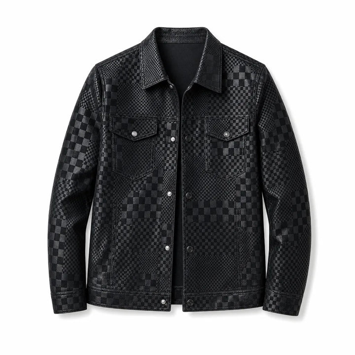 Men's Plaid Spread Collar Button Front Jacket